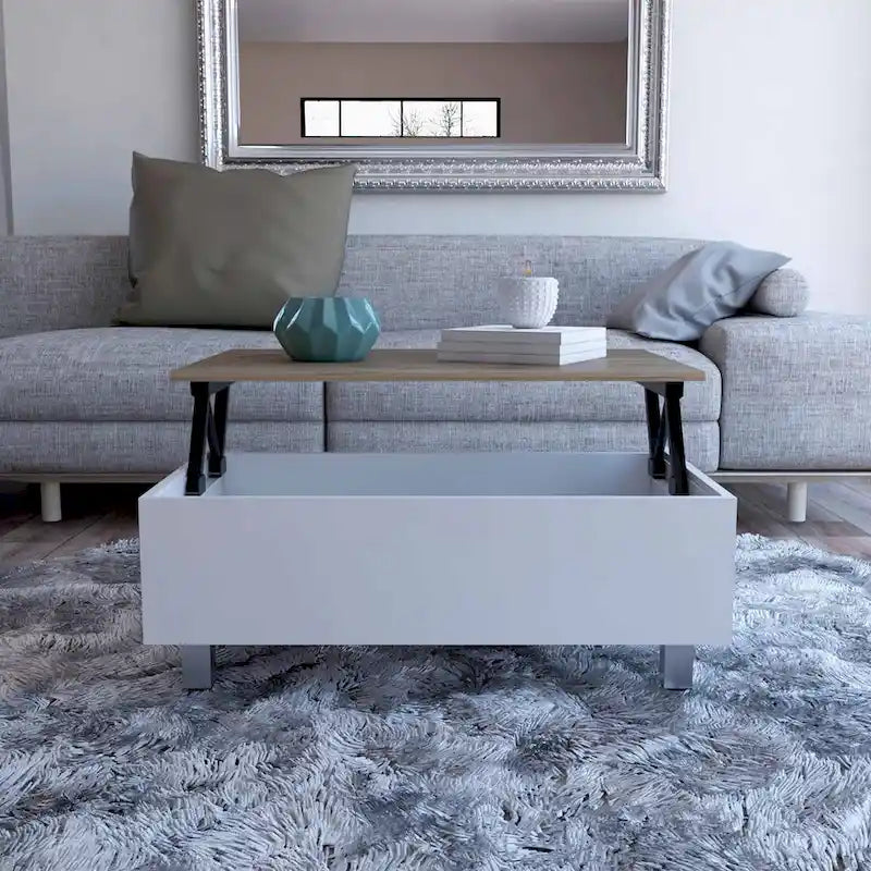 FM Furniture Boston Lift Top Coffee Table with Hidden Storage Compartment
