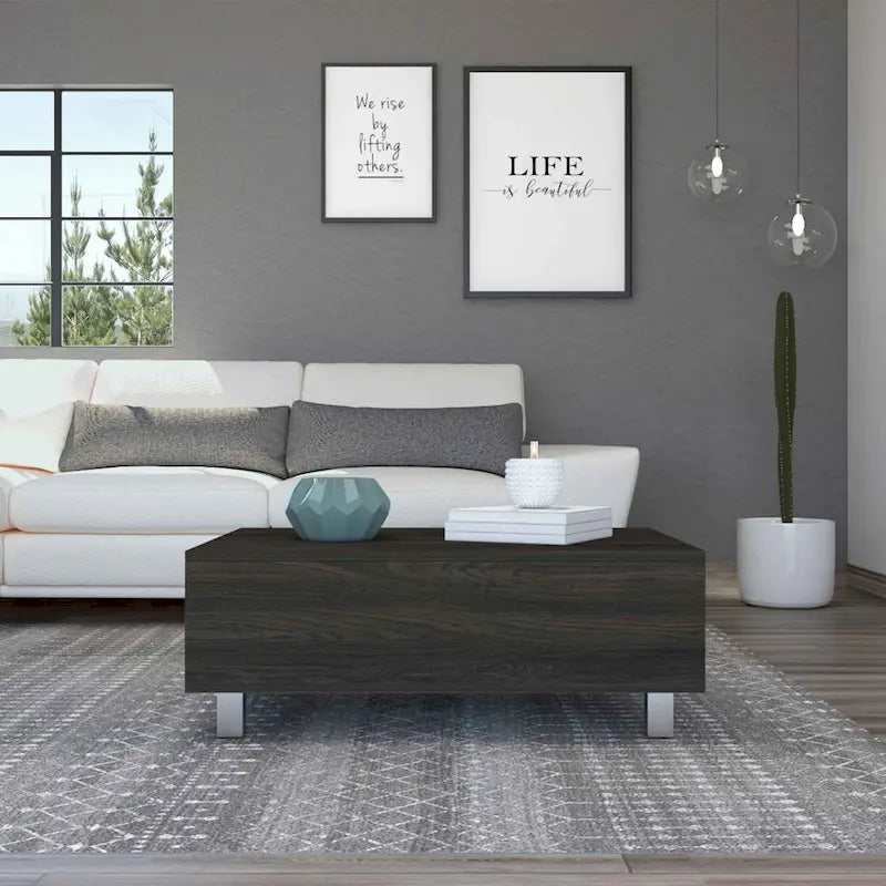 FM Furniture Boston Lift Top Coffee Table with Hidden Storage Compartment