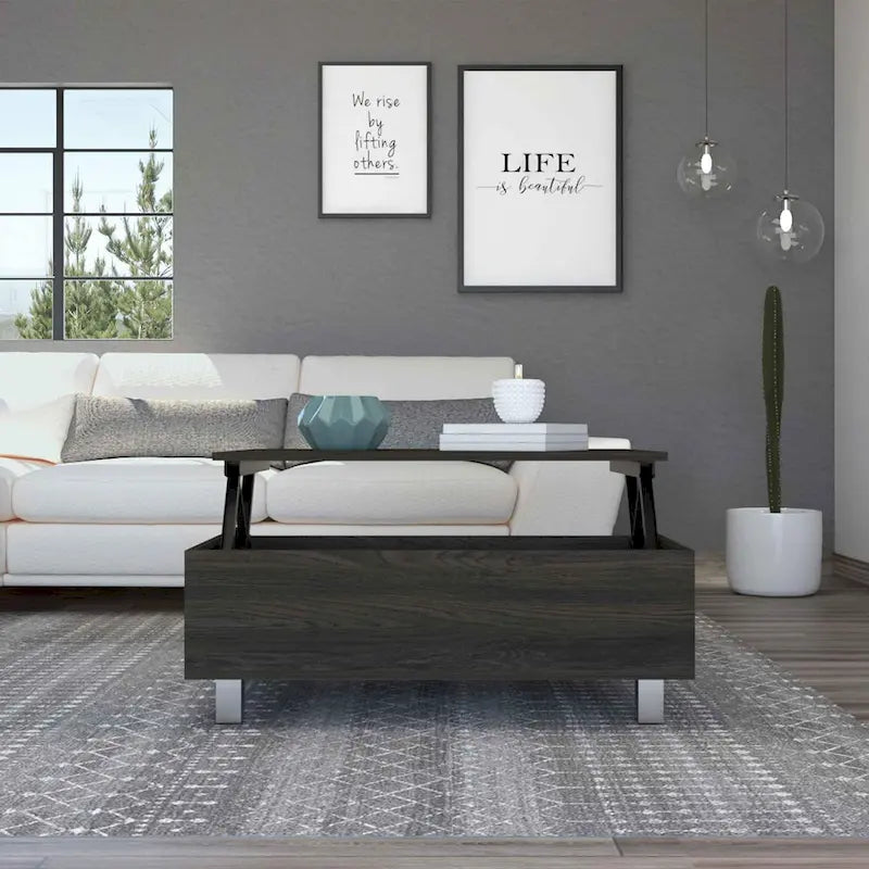 FM Furniture Boston Lift Top Coffee Table with Hidden Storage Compartment