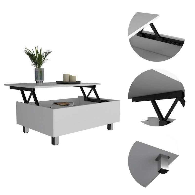 FM Furniture Boston Lift Top Coffee Table with Hidden Storage Compartment