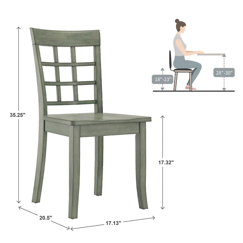 Wilmington II 60-Inch Rectangular Antique Sage Green Dining Set by iNSPIRE Q Classic