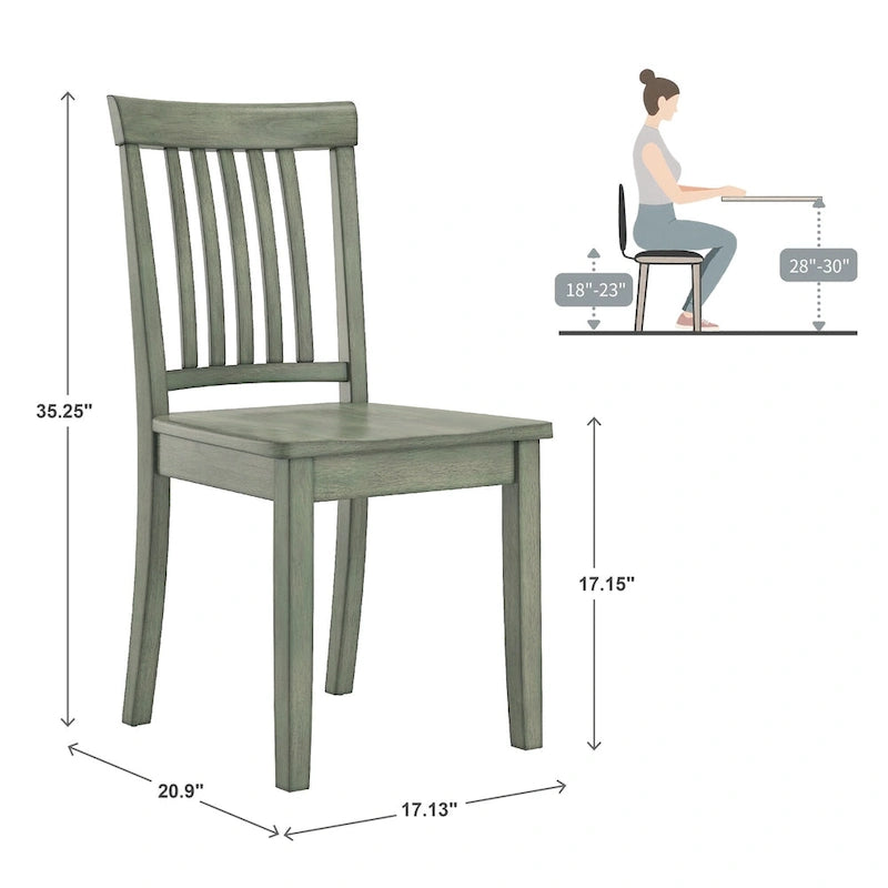 Wilmington II 60-Inch Rectangular Antique Sage Green Dining Set by iNSPIRE Q Classic