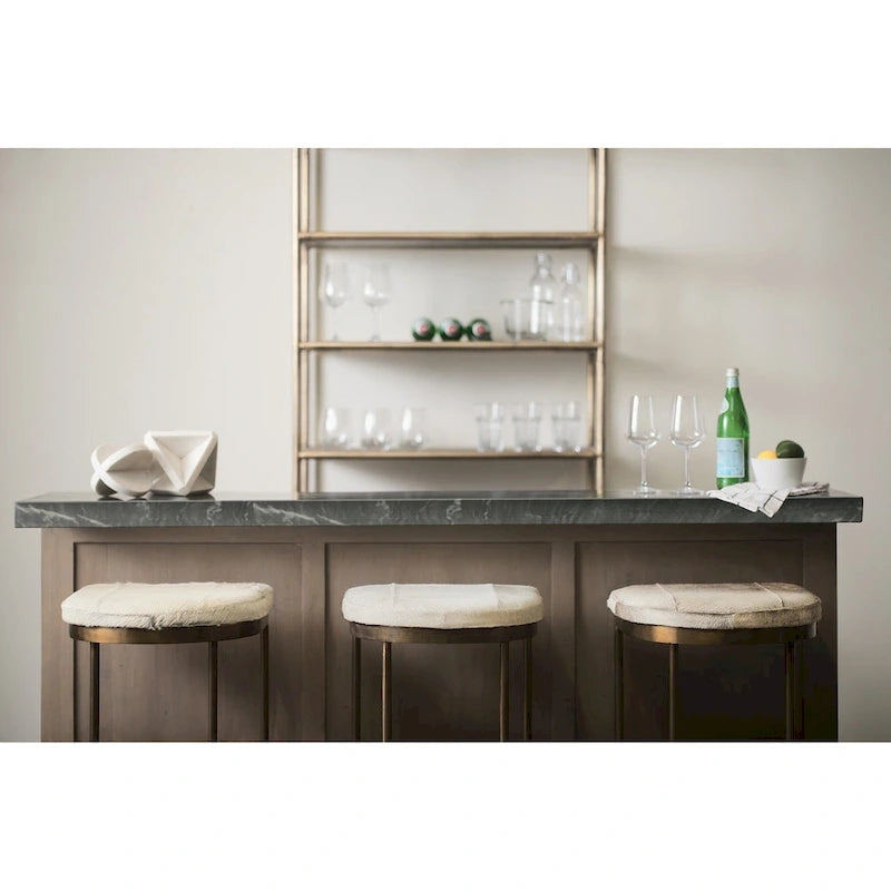Millie Black Genuine Leather Seat with Nickel Metal Frame Counter Stool
