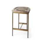 Millie Black Genuine Leather Seat with Nickel Metal Frame Counter Stool