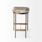 Millie Black Genuine Leather Seat with Nickel Metal Frame Counter Stool