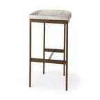 Millie Black Genuine Leather Seat with Nickel Metal Frame Counter Stool