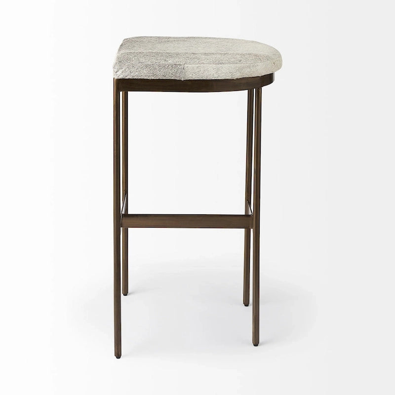 Millie Black Genuine Leather Seat with Nickel Metal Frame Counter Stool