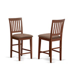 East West Furniture 3 Piece Counter Height Pub Set- a Square Dining Table and 2 Kitchen Chairs, Mahogany(Seat Type Options)