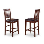 East West Furniture 3 Piece Counter Height Pub Set- a Square Dining Table and 2 Kitchen Chairs, Mahogany(Seat Type Options)