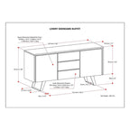 WYNDENHALL Mitchell Metal 60 inch Wide Rectangle Modern Industrial Sideboard Buffet in OAK WOOD - 60 x 17 x 30