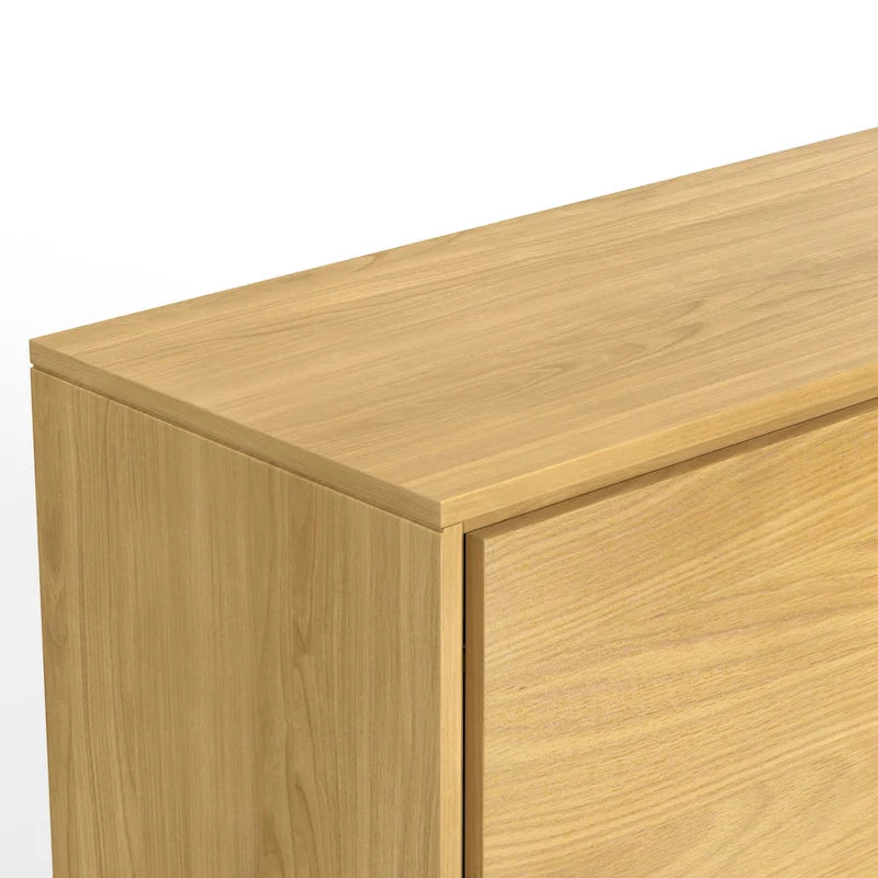 WYNDENHALL Mitchell Metal 60 inch Wide Rectangle Modern Industrial Sideboard Buffet in OAK WOOD - 60 x 17 x 30