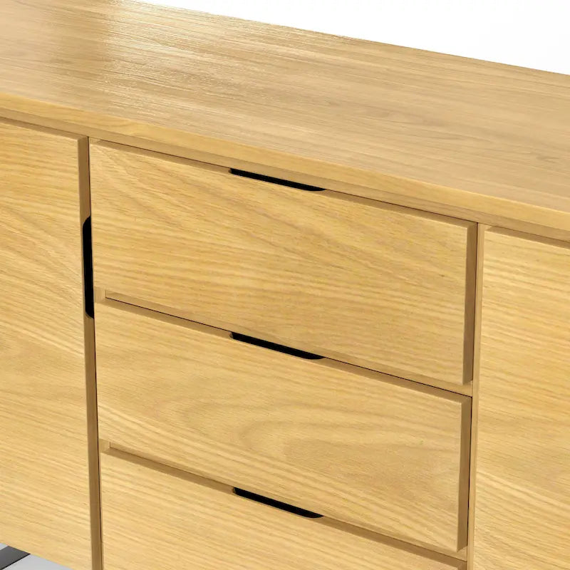 WYNDENHALL Mitchell Metal 60 inch Wide Rectangle Modern Industrial Sideboard Buffet in OAK WOOD - 60 x 17 x 30