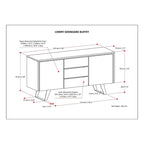 WYNDENHALL Mitchell Metal 60 inch Wide Rectangle Modern Industrial Sideboard Buffet in OAK WOOD - 60 x 17 x 30