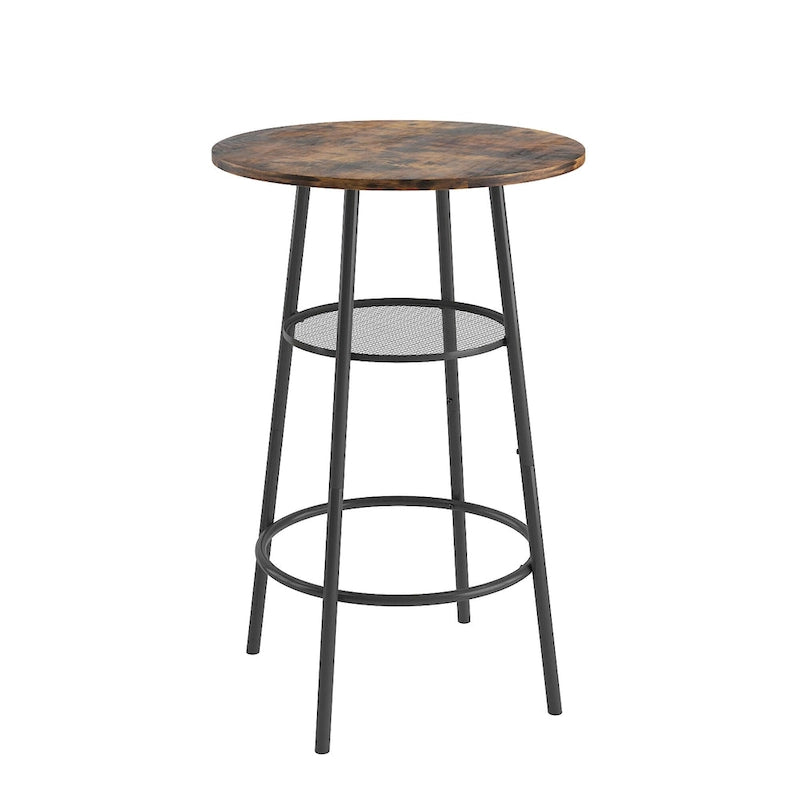 Brown Round Bar Table Set with 2 Stools