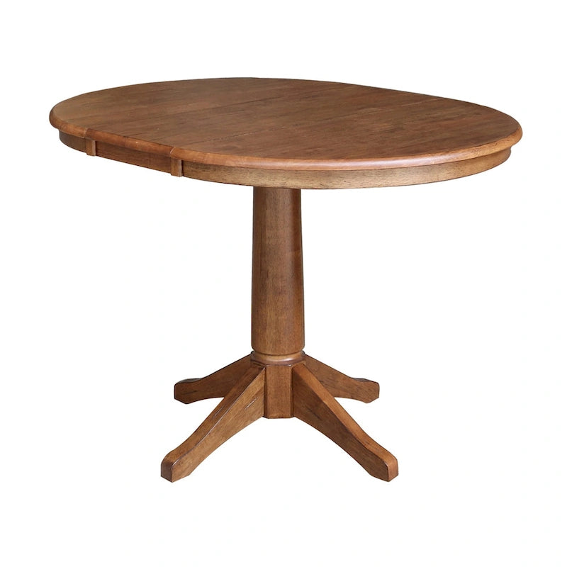 36 Round Solid Wood Extension Dining Table with 2 Dining Chairs