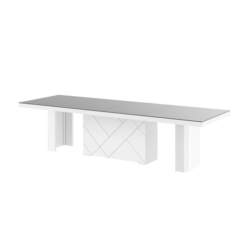 White High-Gloss Extendable Dining Table - Seats 18-20