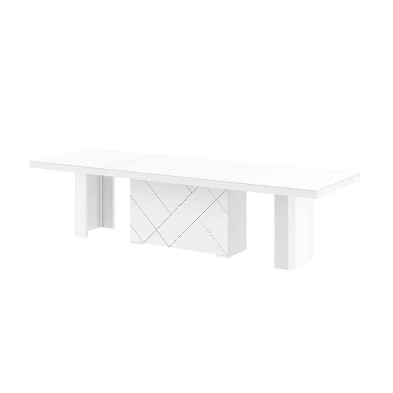 White High-Gloss Extendable Dining Table - Seats 18-20