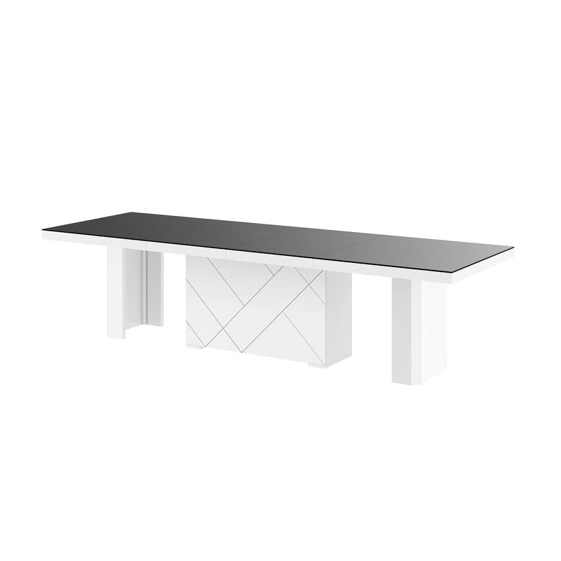 White High-Gloss Extendable Dining Table - Seats 18-20