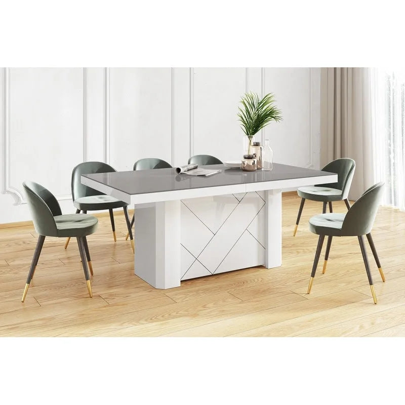 White High-Gloss Extendable Dining Table - Seats 18-20