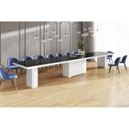 White High-Gloss Extendable Dining Table - Seats 18-20