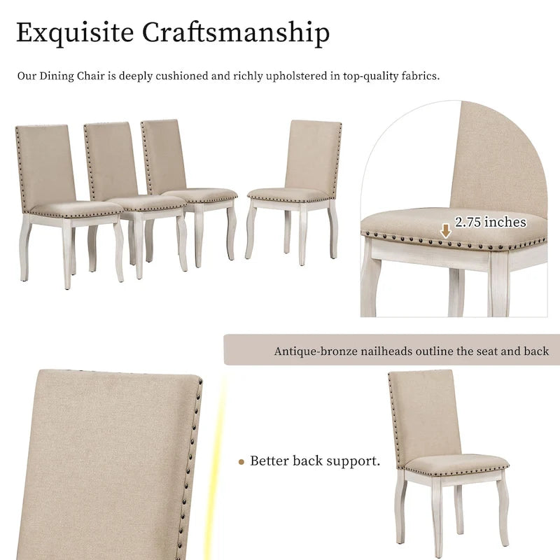 5-Piece Extendable Dining Table Set with Upholstered Chairs