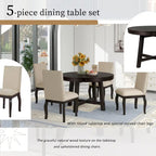 5-Piece Extendable Dining Table Set with Upholstered Chairs