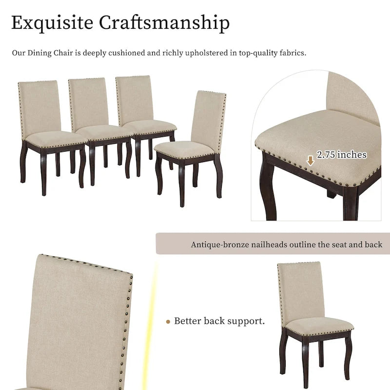 5-Piece Extendable Dining Table Set with Upholstered Chairs