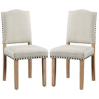 Yaheetech 2PCS Dining Chairs Upholstered Kitchen Chairs with Nailhead Trim - 18 L  22.5 W  36.5 H