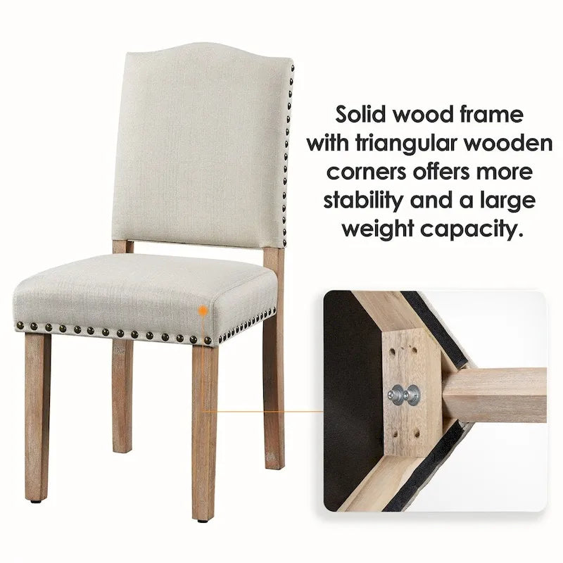 Yaheetech 2PCS Dining Chairs Upholstered Kitchen Chairs with Nailhead Trim - 18 L  22.5 W  36.5 H