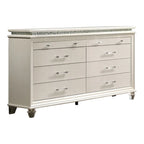 Xian Glam White Solid Wood 3-Piece Platform Bed with Nightstand and Dresser Set with LED by Furniture of America