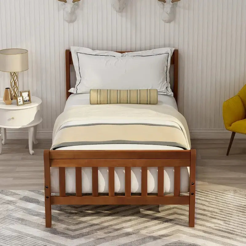 Wood Platform Bed Twin Bed Frame Panel Bed Mattress Foundation