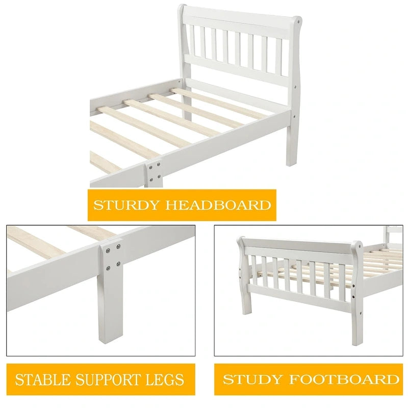 Wood Platform Bed Twin Bed Frame Panel Bed Mattress Foundation