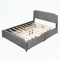 Upholstered Platform Bed with Stud Trim Headboard and Footboard