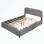 Upholstered Platform Bed with Stud Trim Headboard and Footboard