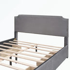 Upholstered Platform Bed with Stud Trim Headboard and Footboard