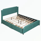 Upholstered Platform Bed with Stud Trim Headboard and Footboard