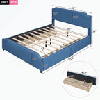Upholstered Platform Bed with Stud Trim Headboard and Footboard