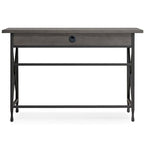 Grey 1 Drawer Metal and Wood Writing/Computer Desk