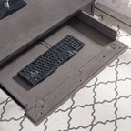 Grey 1 Drawer Metal and Wood Writing/Computer Desk