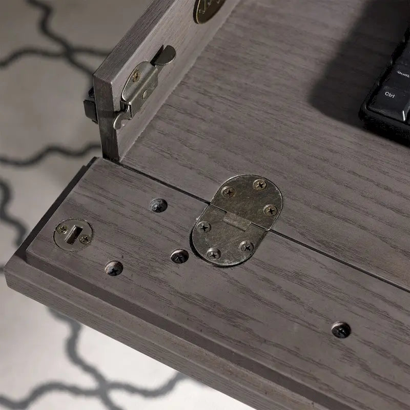 Grey 1 Drawer Metal and Wood Writing/Computer Desk