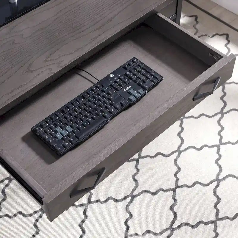 Grey 1 Drawer Metal and Wood Writing/Computer Desk