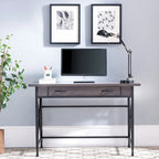 Grey 1 Drawer Metal and Wood Writing/Computer Desk