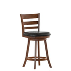 Ladderback Wooden Counter Height Stool with Upholstered Seat