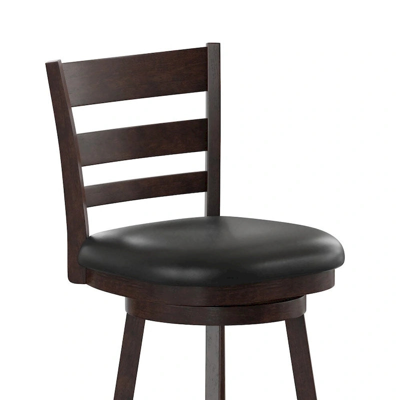 Ladderback Wooden Counter Height Stool with Upholstered Seat