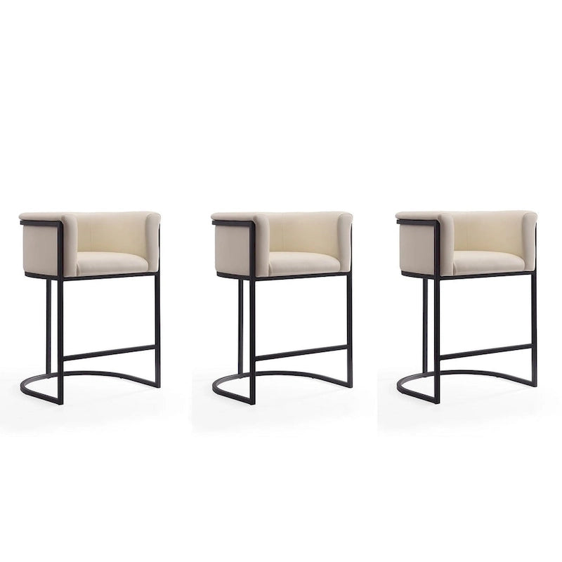 Manhattan Comfort Cosmopolitan 33.8 in. Black Metal Counter Height Bar Stool (Set of 3)