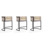 Manhattan Comfort Cosmopolitan 33.8 in. Black Metal Counter Height Bar Stool (Set of 3)