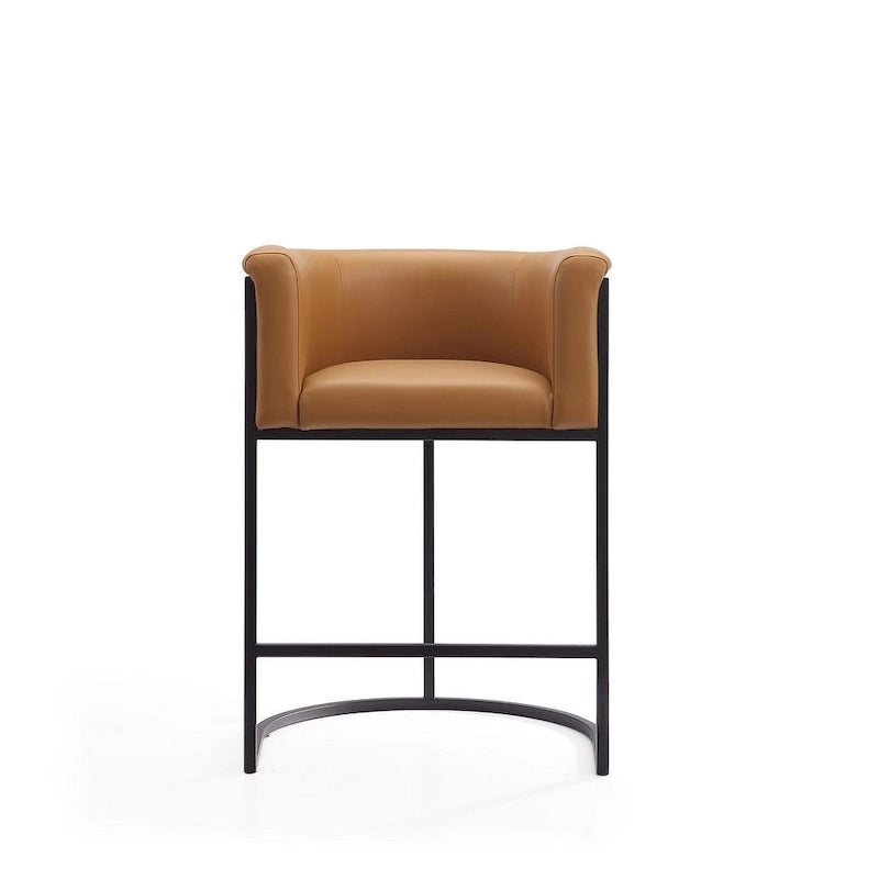 Manhattan Comfort Cosmopolitan 33.8 in. Black Metal Counter Height Bar Stool (Set of 3)