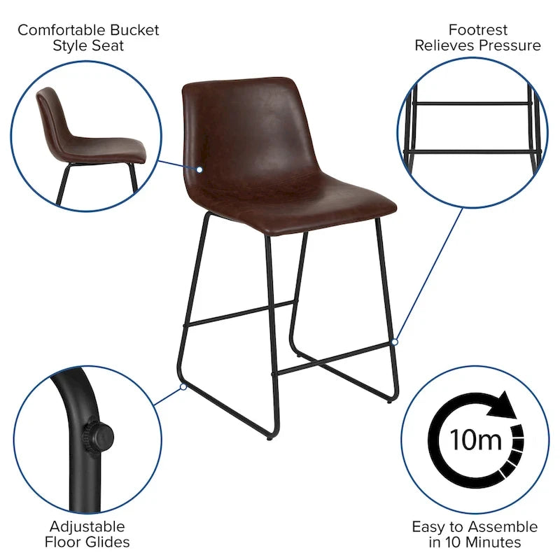 Upholstered Counter Height Modern Dining Stools (Set of 2)