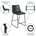 Upholstered Counter Height Modern Dining Stools (Set of 2)