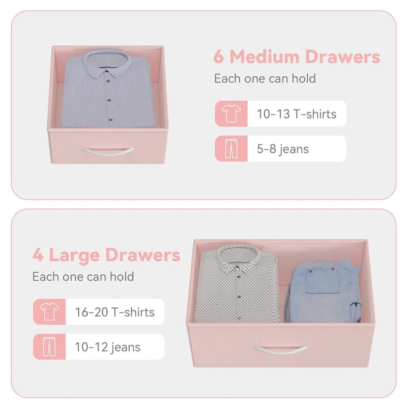 12 Drawer Dresser for Bedroom,Tall Fabric Dresser with Side Pockets and Hooks